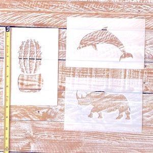 🦏🌵🐬3 Fun Stencils Reusable🐬🌵🦏